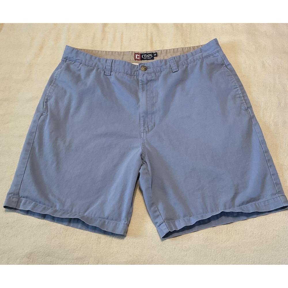 Chaps‎ Shorts Mens 38 Blue Chino Flat Front Cotton Casual Golf Summer